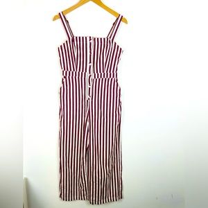 Forever 21 Contemporary Women Size Medium Striped Burgundy Romper Jumpsuit